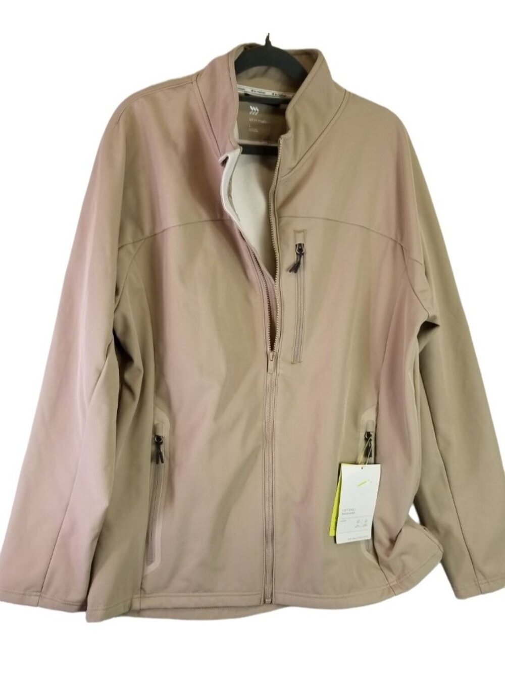 All In Motion Zip Jacket Soft Shell size L Men Wind Water Resistant Classic Warm